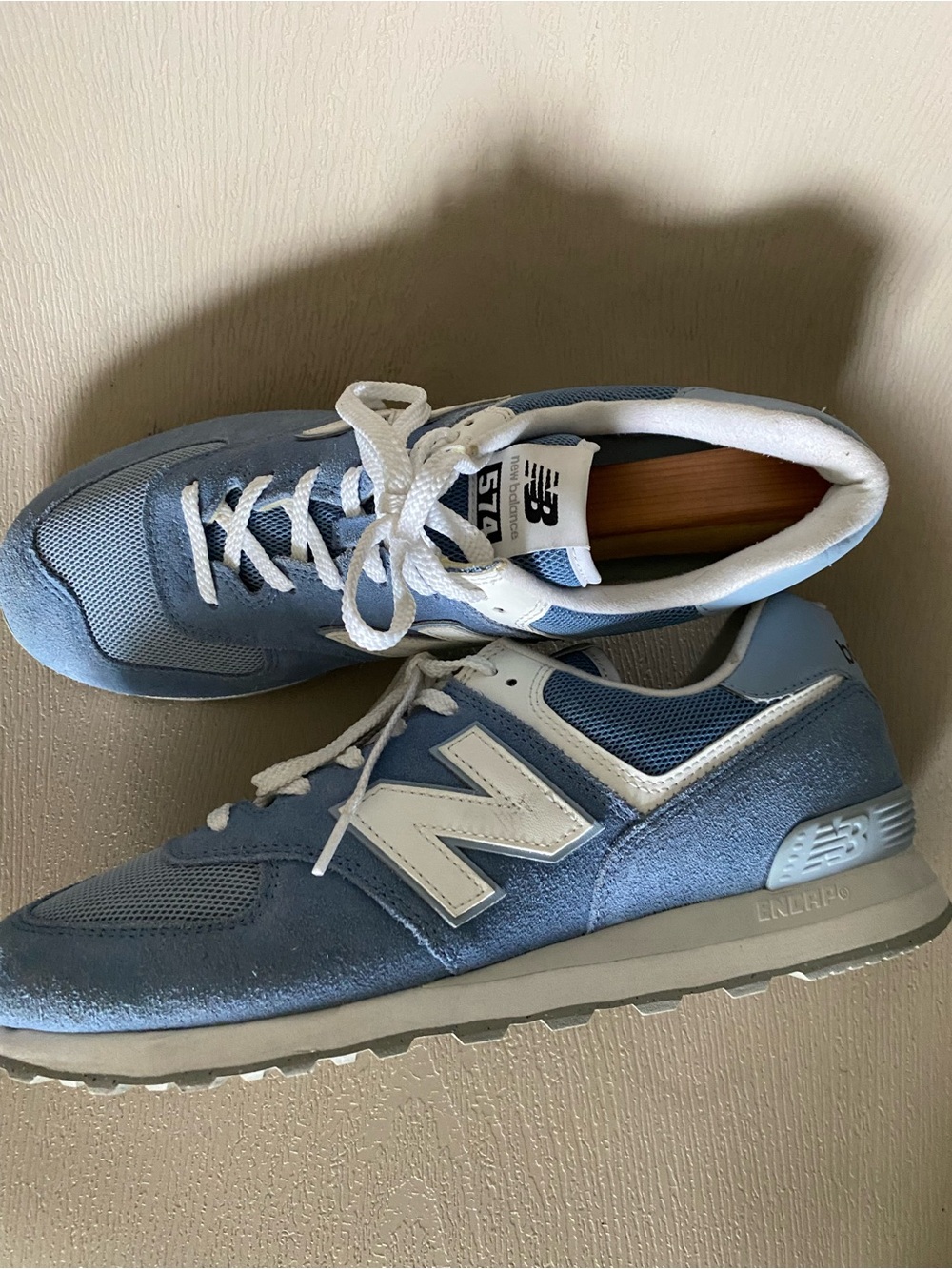 New balance 574 retro style sneakers powder blue men 11.5 EXCELLENT PREOWNED
